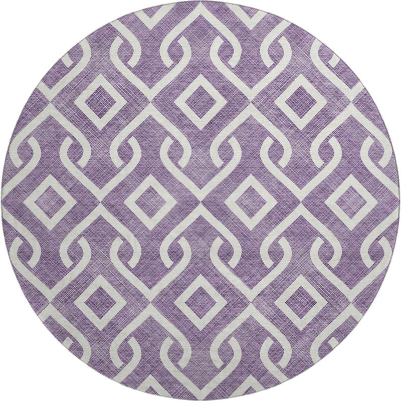 Tapis mauve Premium lavable à la machine, Rond 8 pi