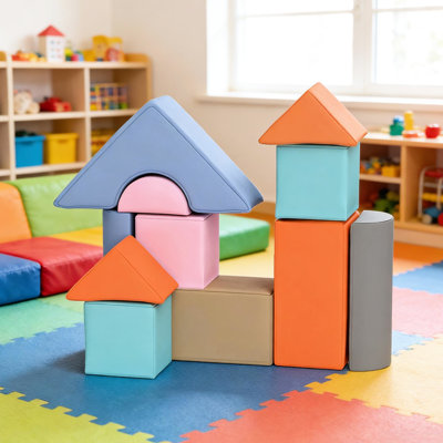 Jeu de 11 pièces en mousse pour 6 à 72 mois, renforcement des compétences, reconnaissance des couleurs et des formes, conception douce et sécuritaire, entretien du similicuir simple, prêt à l'emploi, promotion de la sensibilisation aux couleurs géométriques, facile
