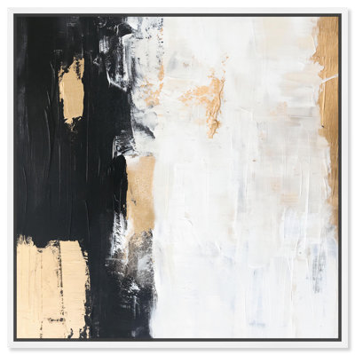 Art Remedy, toile abstraite boho monochrome et or