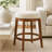 Lex Swivel Bar Stool, 31 Inch Backless, White Boucle Seat, Brown Legs-118708291