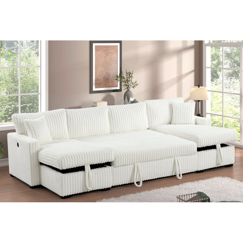 Canapé modulaire à double rangement, Tissu beige