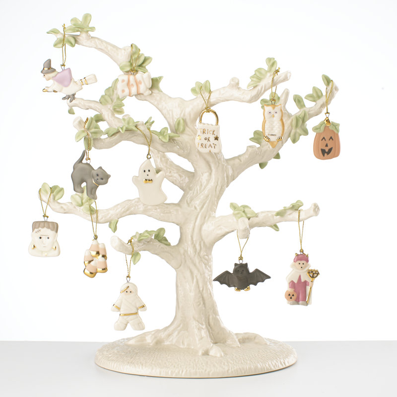 13 Piece Trick or Treat Ornament and Tree Set