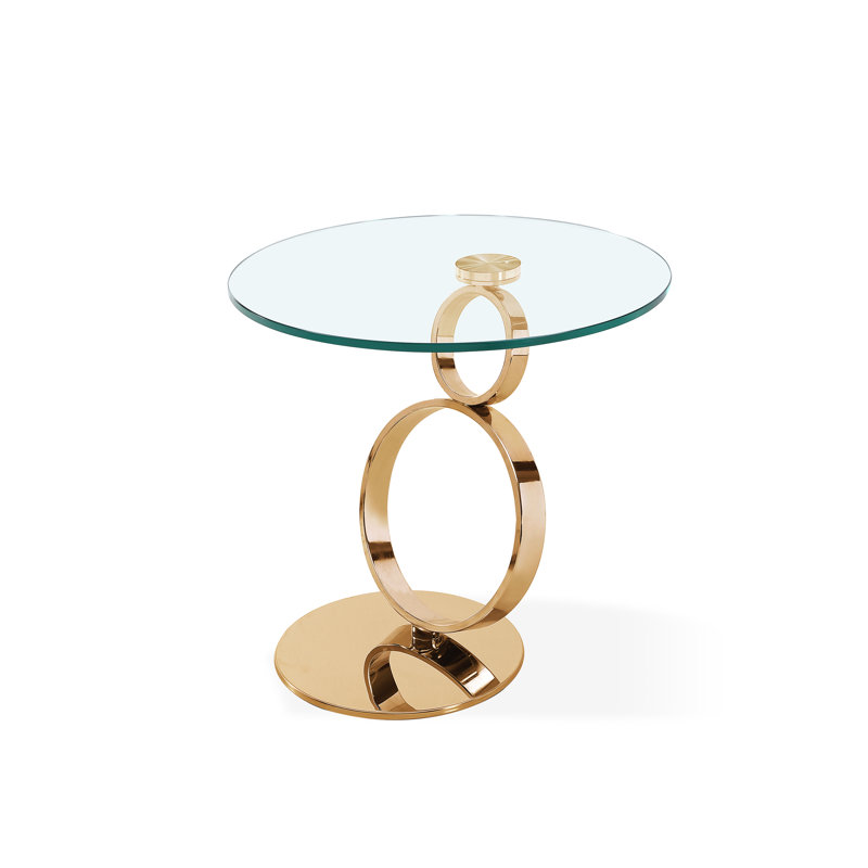 Tobias End Table, Brush Gold, Black Ceramic