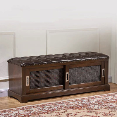 Dark Walnut Upholstered Bench