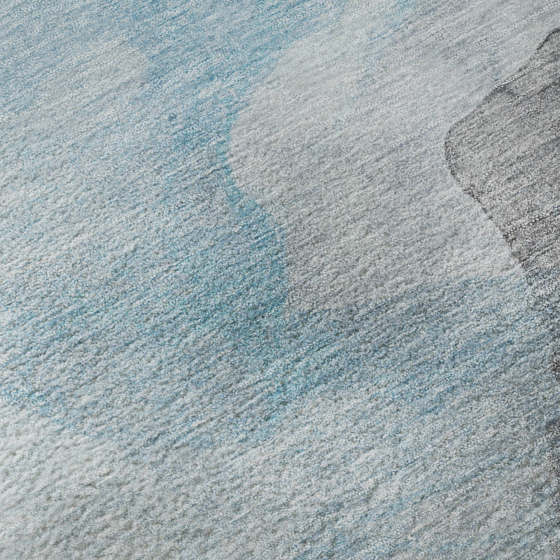 Premium Machine Washable Mayfield AMF2109 Abstract Rug, Teal, 3' x 5'