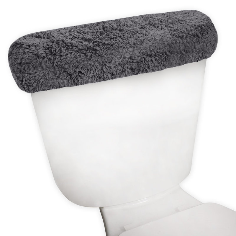 Tapis pour salle de bain Dobrinka, Gris foncé, 10 po x 22 po (couvercle de réservoir)