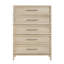Commode de rangement contemporaine 5 tiroirs en bois brun clair avec glissières à roulement à billes pour chambre à coucher