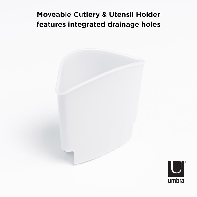 White Metal In-Sink Dish Rack with Utensil Cup