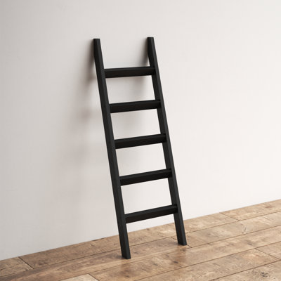 57.9'' Tall Black Wood Blanket Ladder