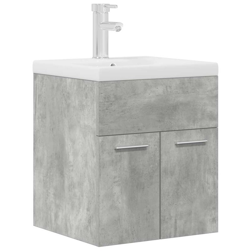 Sivi Single Bathroom Vanity with Integrated Ceramic Basin, concrete grey