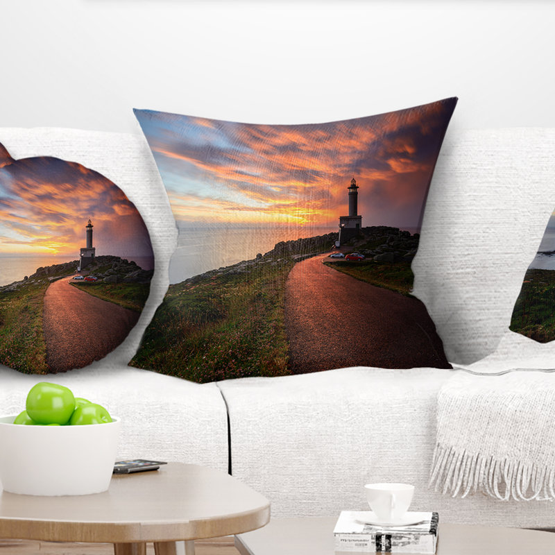 Coussin de mer punta nariga phare espagne, 16 po x 1 po, Coussin décoratif