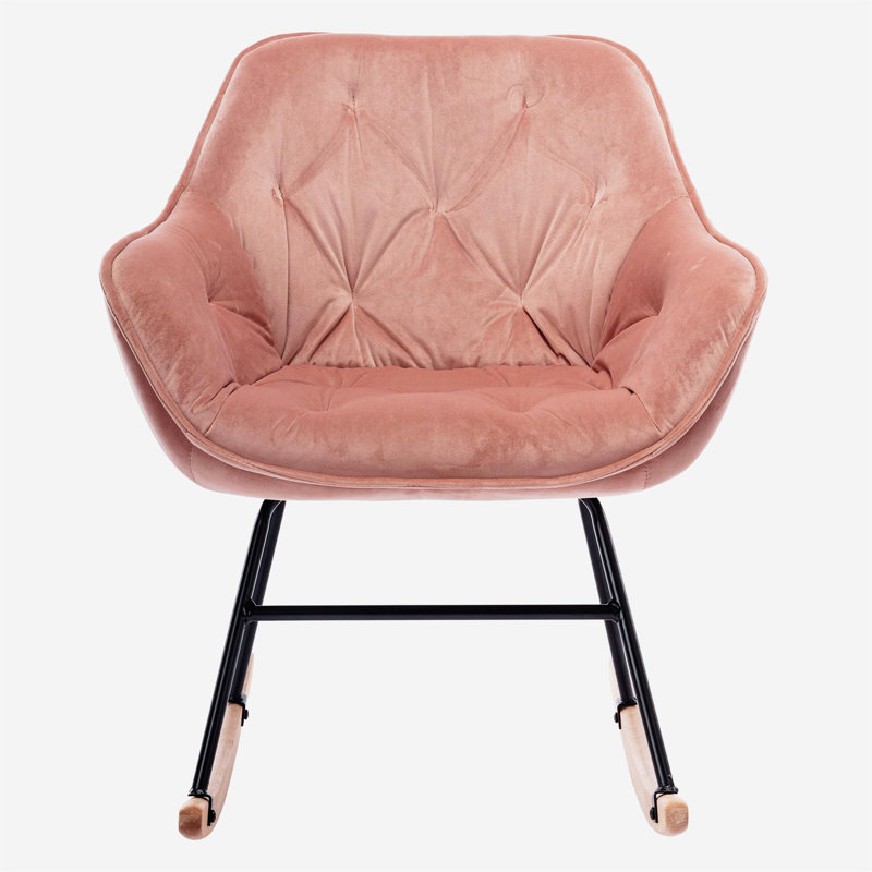 Alliviah Solid Wood Rocking Chair, Pink