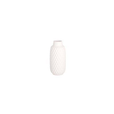 Vase cylindrique rond en céramique blanc mat