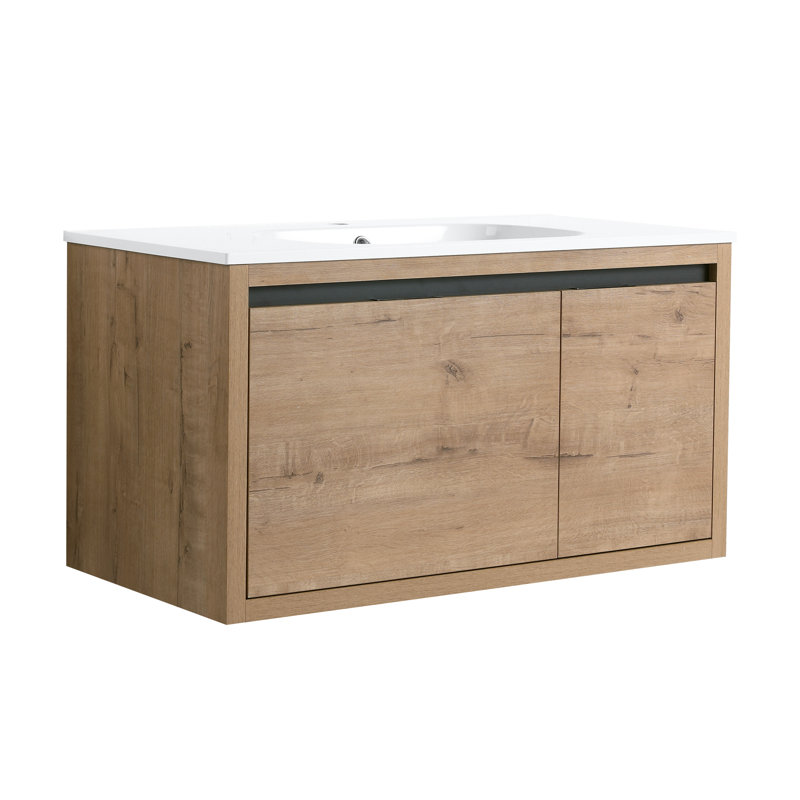 Quinton Floating Bathroom Vanity, Oak