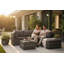Hampus 3 Seater Grey Rattan Garden Outdoor Conversation Sets Set With Large Stool And Coffee Table