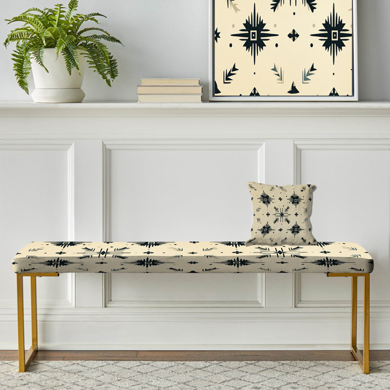 Motif neutre géométrique Nomad Ii Boho - Banc rembourré géométrique doré