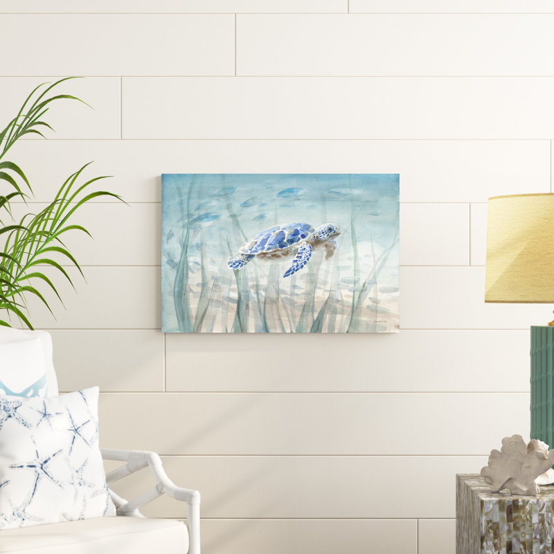 Tortue sous-marine, H 20 po x l 30 po, Argent argent, Impression encadrée avec passe-partout