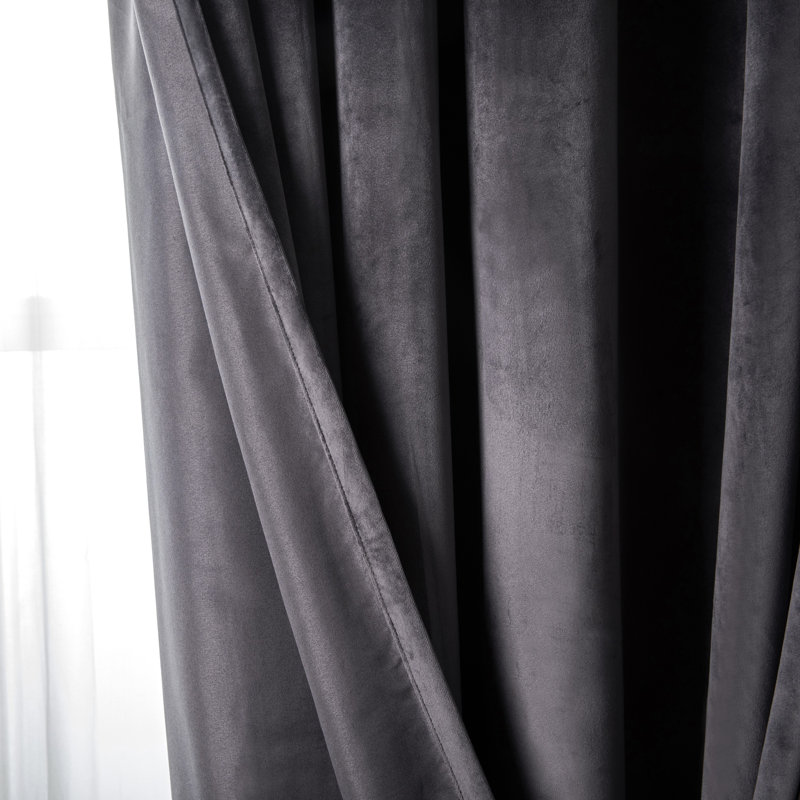 Stockholm Heavy Crushed Velvet Eyelet Sheer Curtains, Charcoal, Width 168 x Drop 183 cm