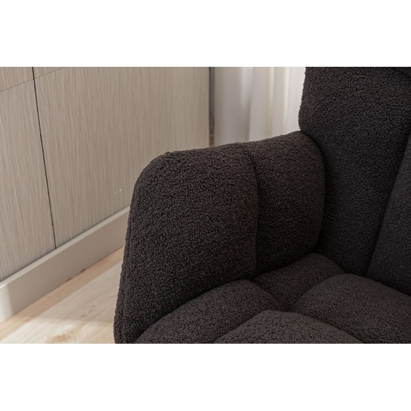 Fauteuil oscillant confortable en tissu Teddy pour chambre de bébé et salon, gris foncé, Gris foncé
