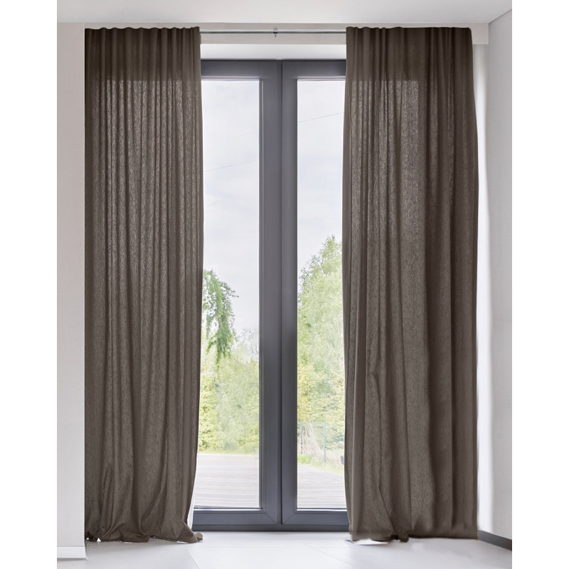 Paire de rideaux transparents avec passe-tringle Federico, Brun enjolivé, l 52" x L 63"