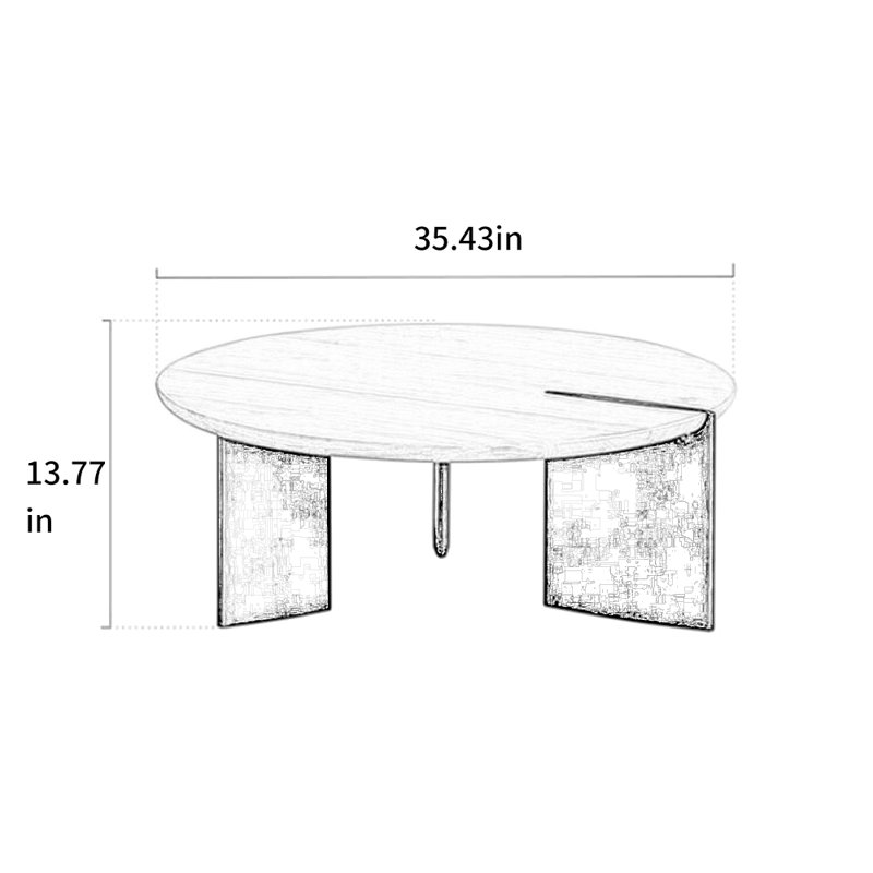 Round Solid Wood Coffee Table with Smooth Surface, Brown