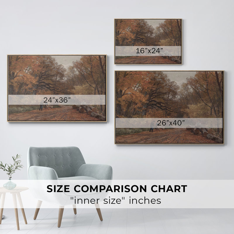 «Vintage Landscape -CCCX» sur toile, H 27 po x l 41 po, Bois naturel