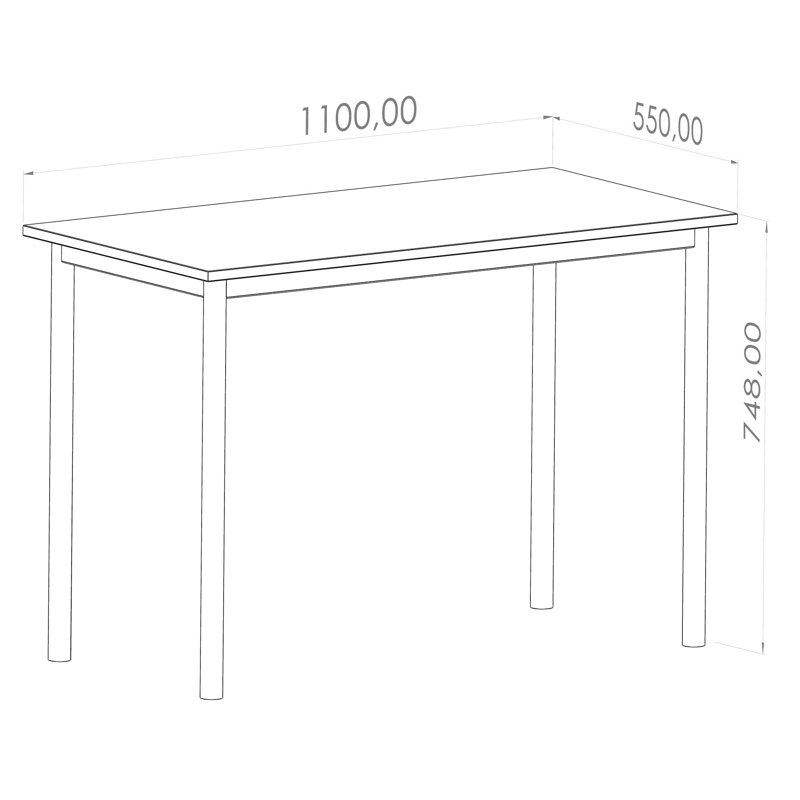 Bureau d'étude moderne avec pieds en métal, panneau de particules 100% mélamine, épaisseur: 0,7 pouce | Robuste et élégant pour le bureau à domicile, design élégant, idéal pour la productivité