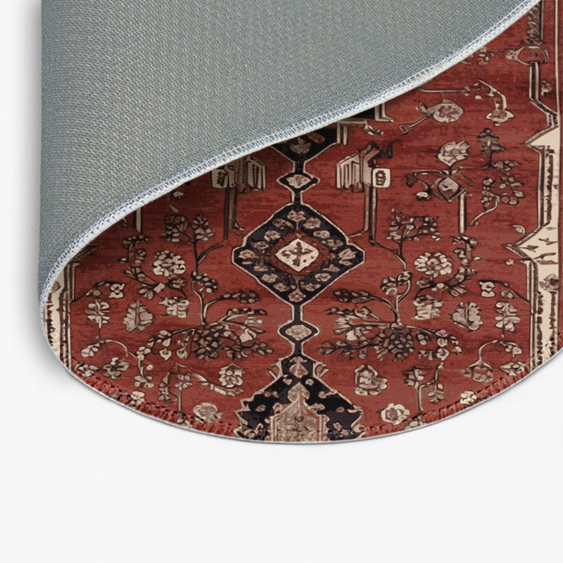 Turkish Brown Indoor and Outdoor Area Rug, Round 5'