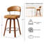 Ensemble de 2 tabourets de bar pivotants bruns de 26 po avec dossier et pieds en bois, tabourets de bar modernes en similicuir pour comptoir de cuisine-417981937-417981933