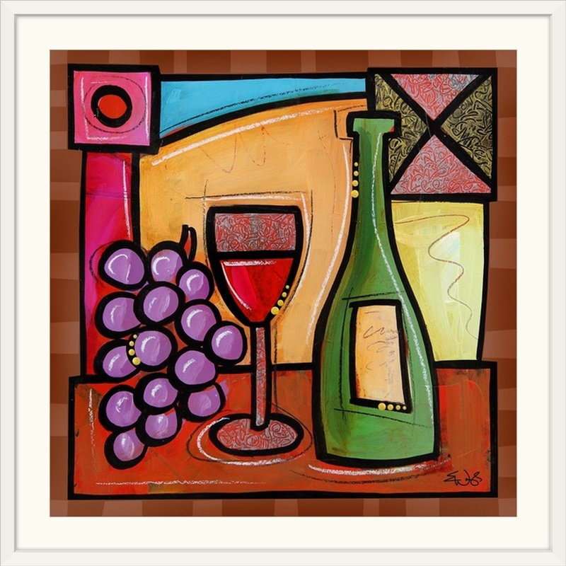 Malveaux «Wine Celebration» par Brittiney, reproduction d'art, H 35 po x l 35 po x P 1,5 po, Toile