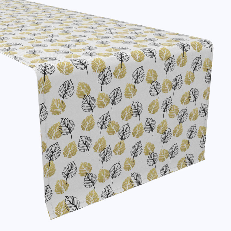 Table Runner, 100% Cotton, 16X108", Golden Leaves, 108" L x 16" W