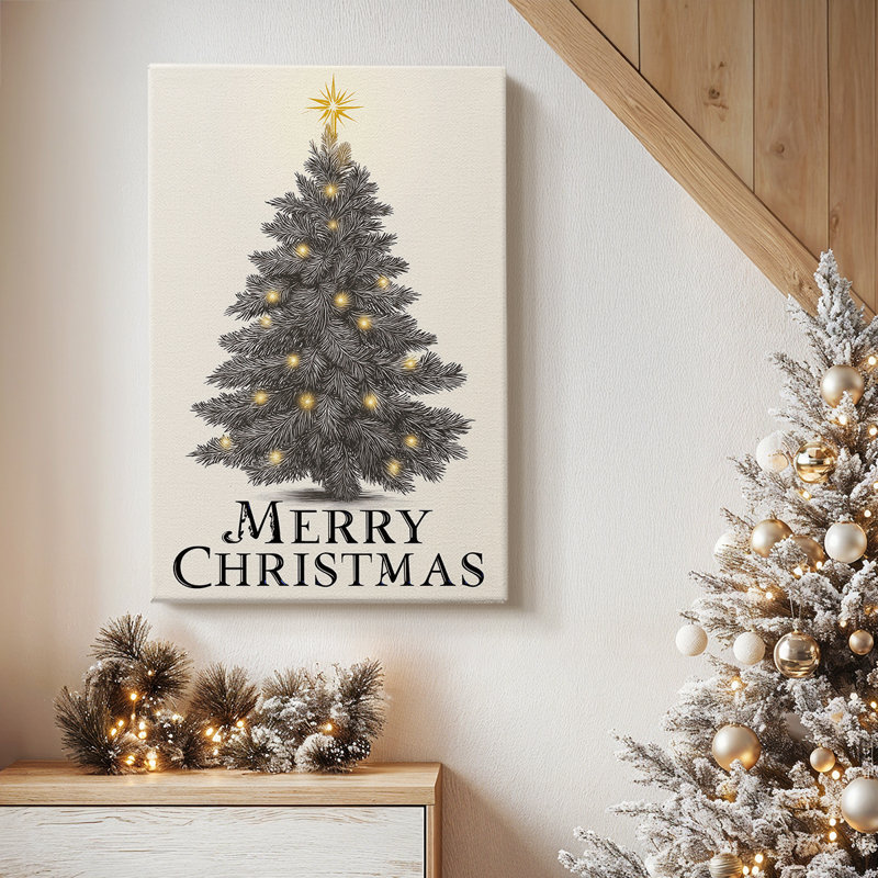 Enneigée «Carol of Evergreen» enneigée - Toile tendue avec châssis de qualité supérieure, H 27 po x l 18 po