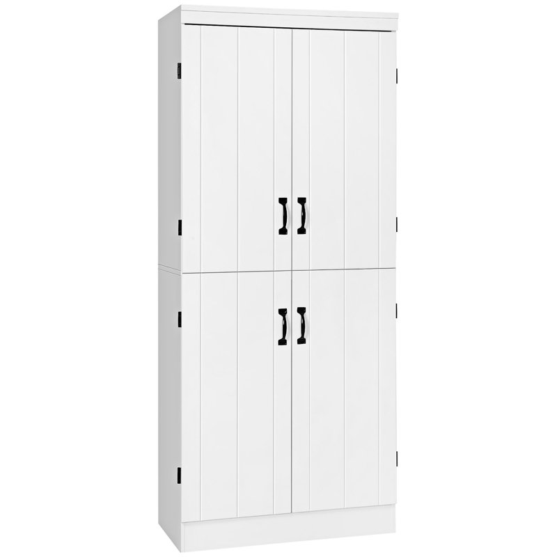 Grande armoire de rangement autoportante avec 4 portes, Blanc