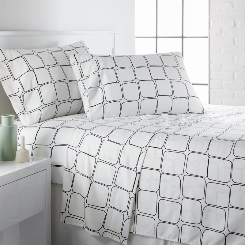 Ensemble de draps Tilted Tiles, Noir, Simple