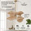 Luminaire tambour en bois naturel 6 lumières de style moderne l 30 po avec abat-jour en corde de coton tissé à la main pour la salle à manger ou la chambre à coucher
