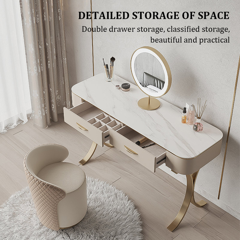 59.06"Luxury Cream-Style Solid Wood Vanity Set