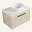Meuble-lavabo moderne 42 po avec lavabo d'art en céramique, dalle de pierre blanche et petites tablettes de rangement, porte à fermeture douce