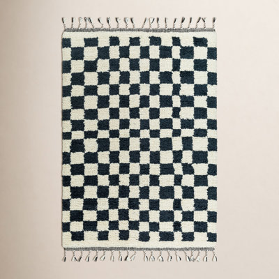 Keon Hand-Woven Checkered Shag Rug