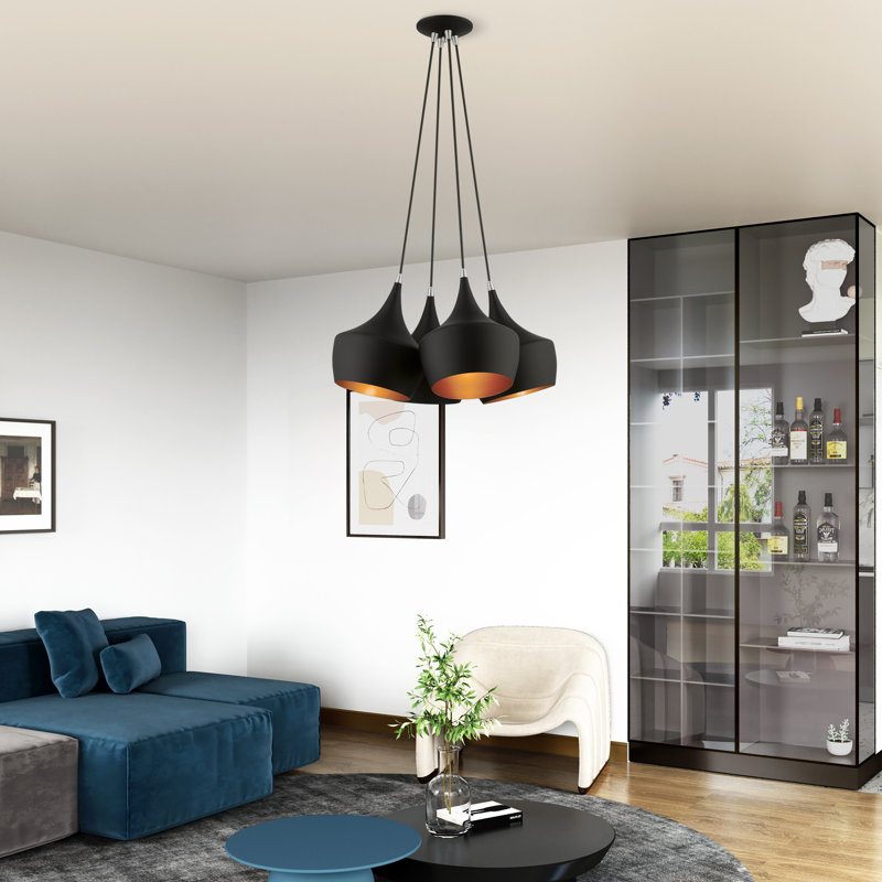 Luminaire suspendu grappe 4 lumières noir