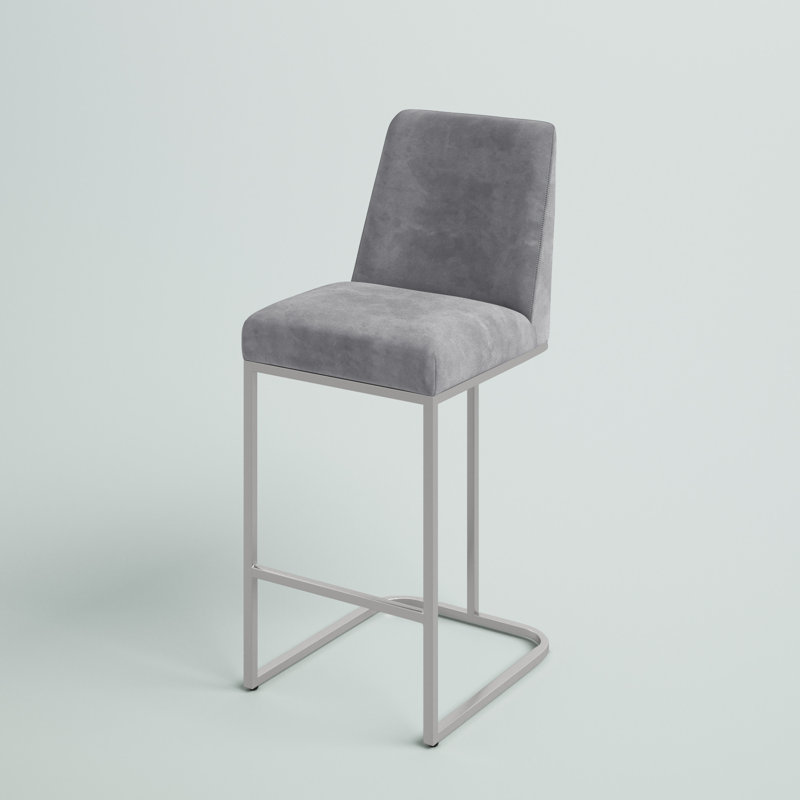 Tabouret Harrill, Gris, Tabouret de bar (siège d'une hauteur de 28,5 po), Argent