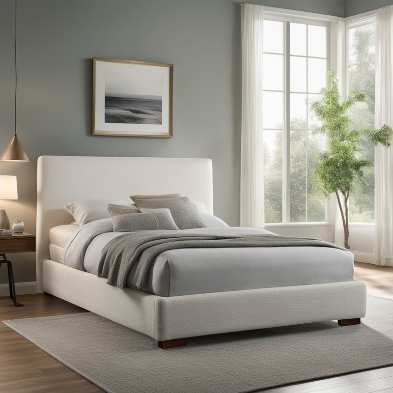 Bedwyr White Boucle Bed, Queen