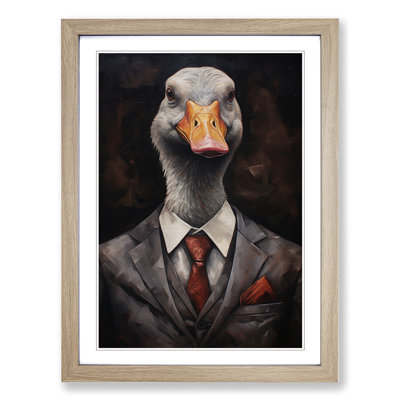 Goose in a Suit Painting - Framed Print