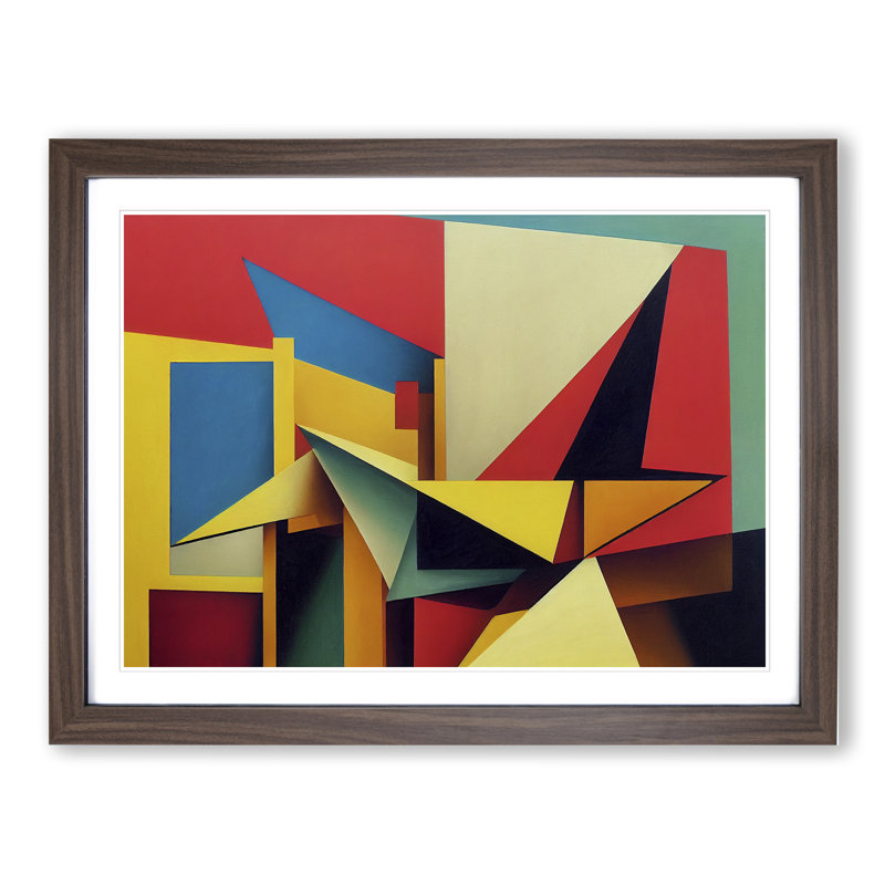 Shapes - Single Picture Frame Print, 46cm H x 64cm W, Walnut Framed