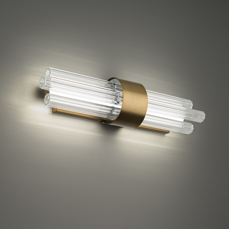 Aged Brass Outdoor Cylinder LED Vanity Light, Dimmable