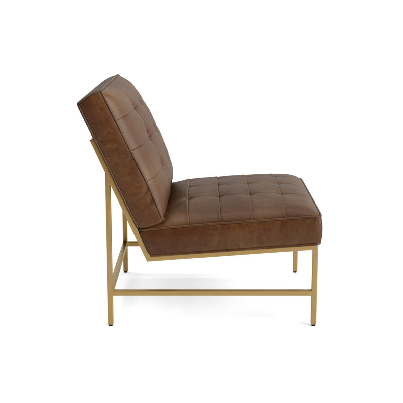 Major Leather Chair, Brushed Brass, Bedford - Tobacco