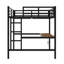 Lit mezzanine double en métal avec prise de courant et éclairage DEL, peu encombrant, noir-694030008