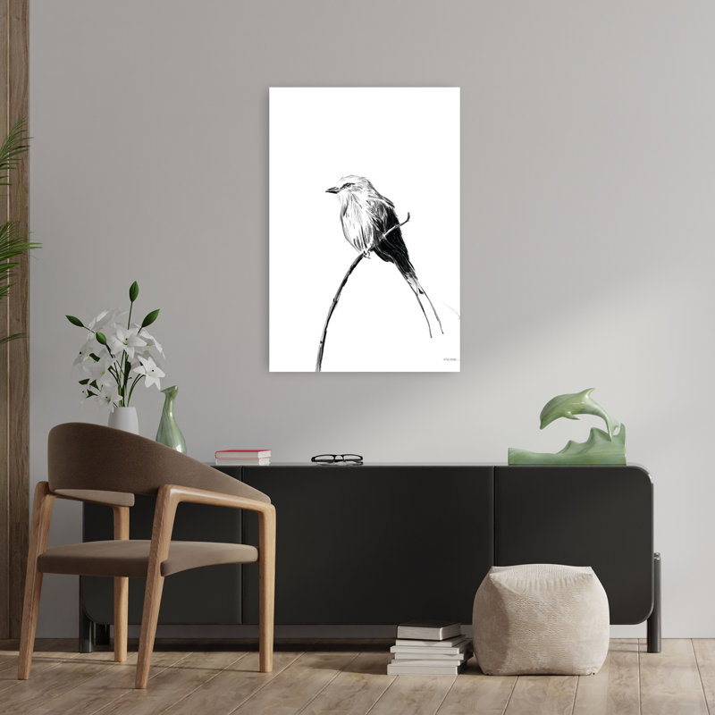 Perché, oiseau contemporain abstrait, art animalier, H 36 po x l 24 po