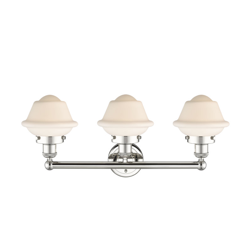 Éclairage pour meuble-lavabo à 3 lumières à intensité variable Grourke, Blanc mat, Nickel poli