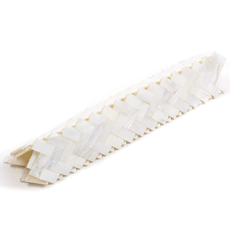 Serene .5x1 Herringbone Polished Pearl Mosaic Tile
