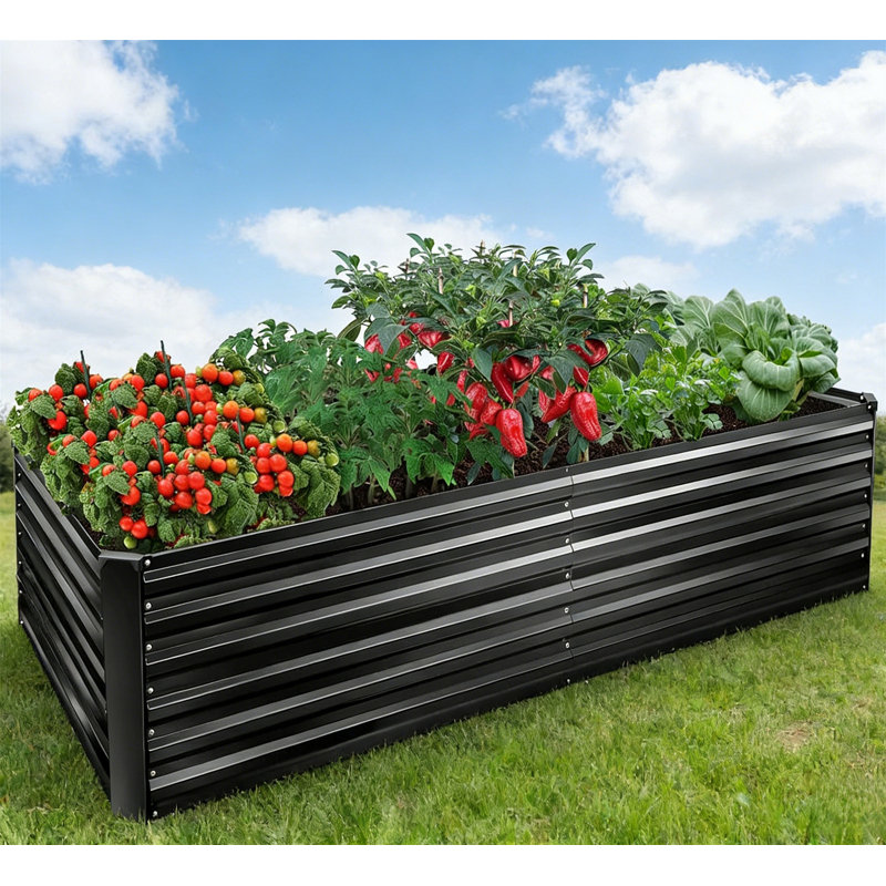 8X4ft Galvanized Raised Garden Bed Kit - Triple-Layer Steel With Colored Coating, 2Ft Height For Vegetables & Herbs, Includes Corner Brackets For Stability, Easy Assembly